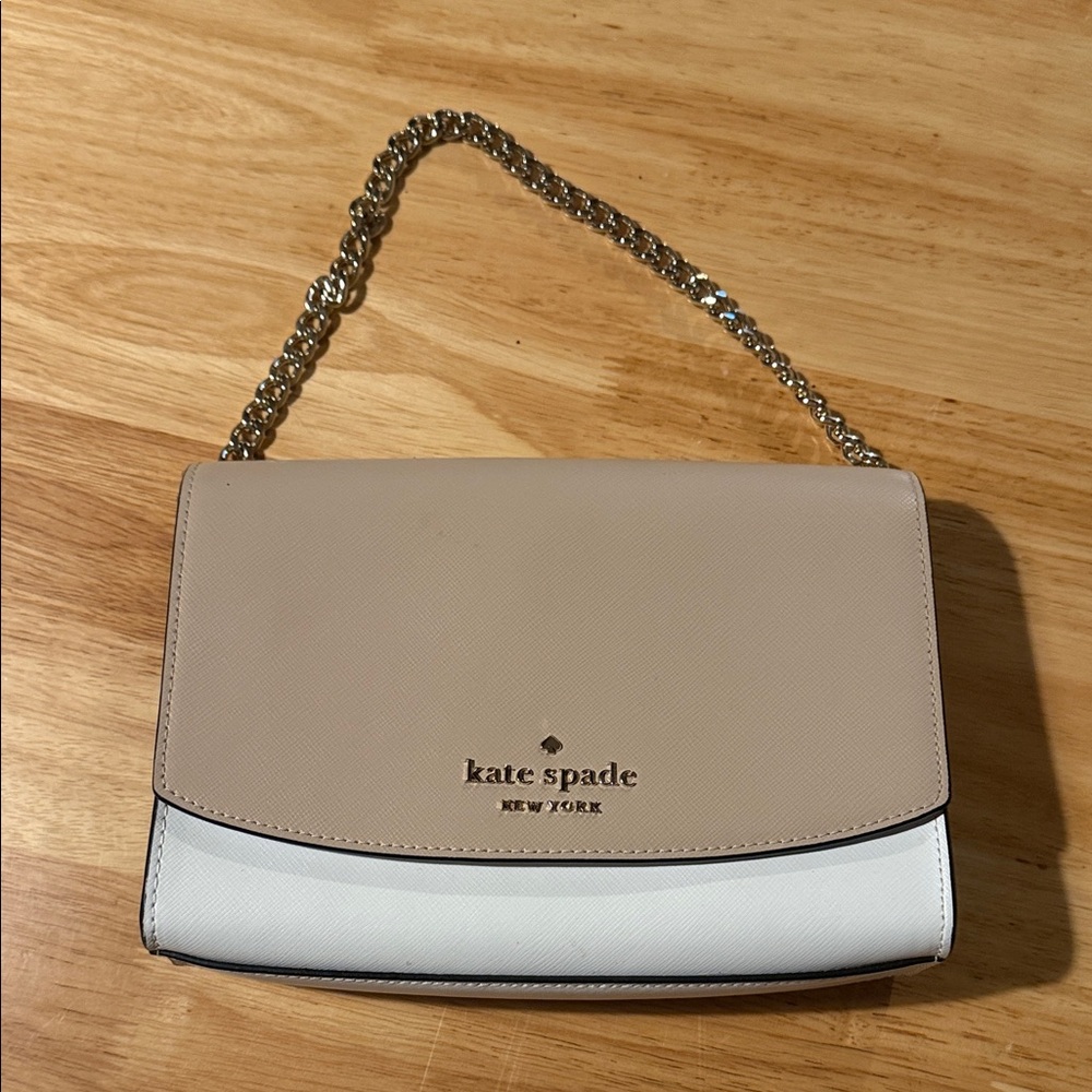Kate Spade Tan and White Crossbody Bag